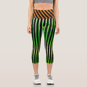 Leggings Capri Bandes géométriques jaune orange vert