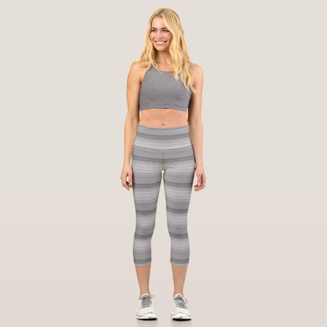Leggings Capri Bandes gris mignonnes (Recto)
