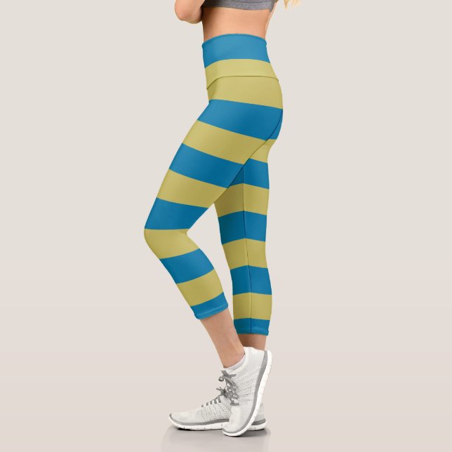 Leggings Capri bandes jaune et bleu (Gauche)