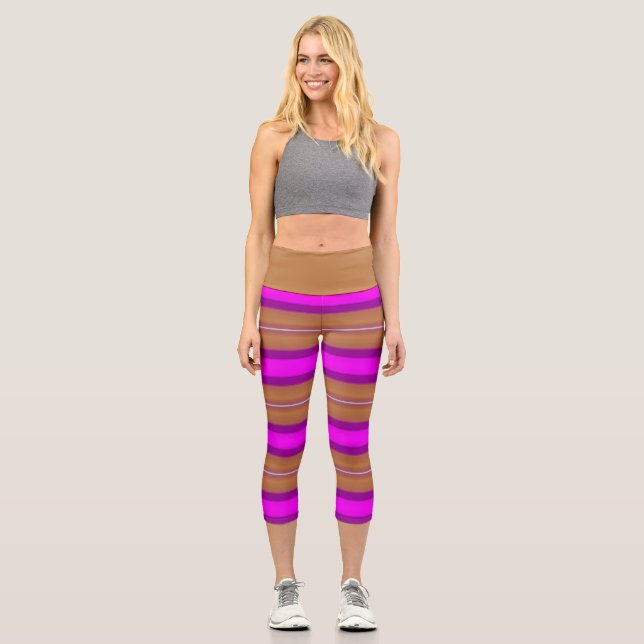 Leggings Capri Bandes multicolores dégradantes (Recto)