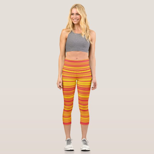 Leggings Capri Bandes Orange Rouge Jaune (Recto)