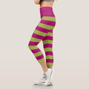 Leggings Capri Bandes roses et vertes