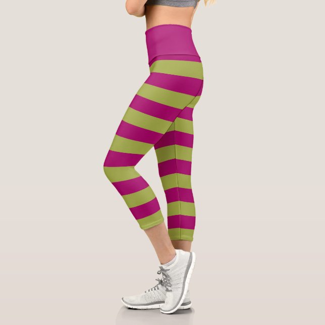 Leggings Capri Bandes roses et vertes (Gauche)