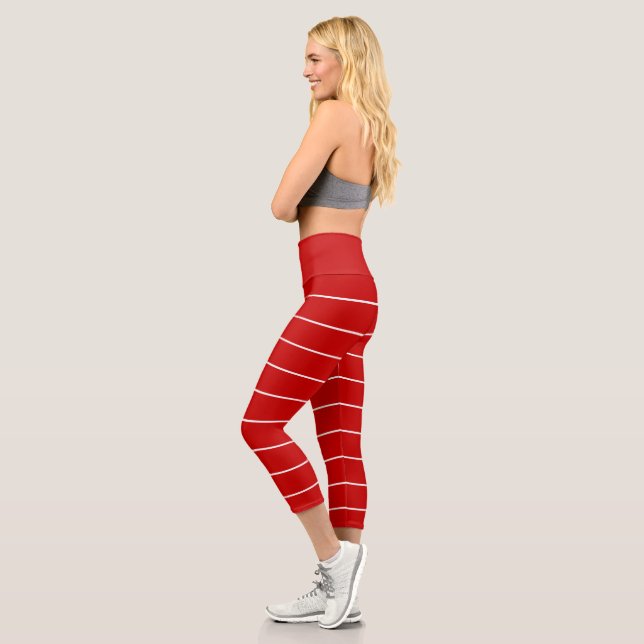 Leggings Capri Bandes rouges et blanches (Gauche)
