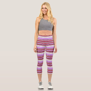 Leggings Capri Bandes rouges violettes mignonnes