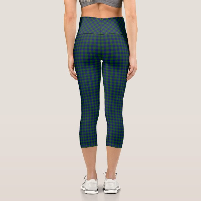 Leggings Capri Barclay tartan bleu vert plaid (Verso)