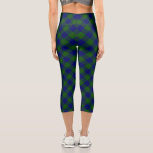 Leggings Capri Barclay tartan bleu vert plaid