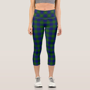 Leggings Capri Barclay tartan bleu vert plaid