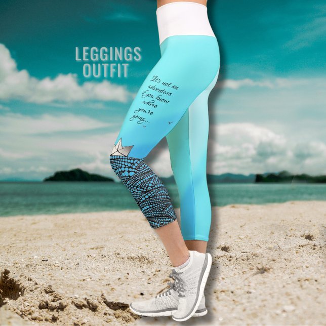 Leggings Capri Bateau en papier crayon | citation motivante yoga (Créateur téléchargé)