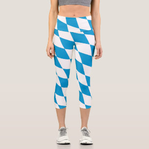Leggings Capri Bavière diamant drapeau motif bleu et blanc