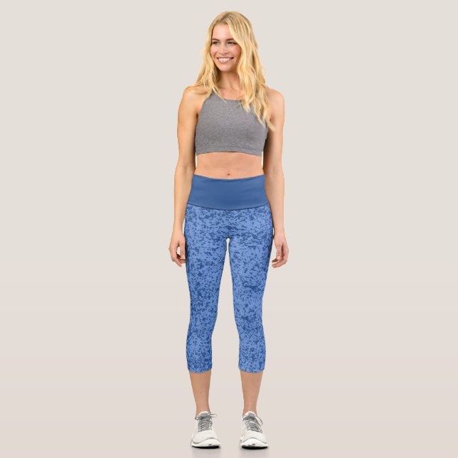 Leggings Capri Bazar bleu pointillé (Recto)