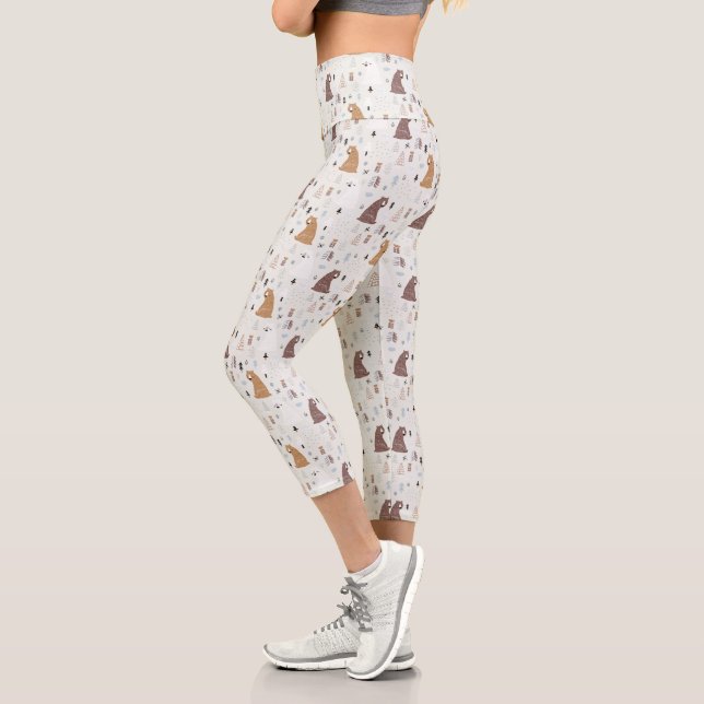 Leggings Capri Bears mignonne dans le Motif Woods (Gauche)