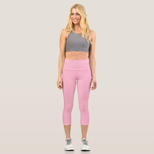 Leggings Capri Bébé rose couleur solide (Recto)