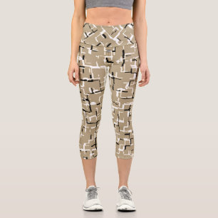 Leggings Capri Beige Unique Motif noir et blanc
