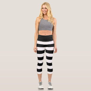 Leggings Capri Belle Bande Noire Et Blanche