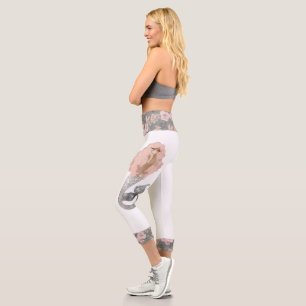 Leggings Capri Belle déesse de mer Sirène Floral