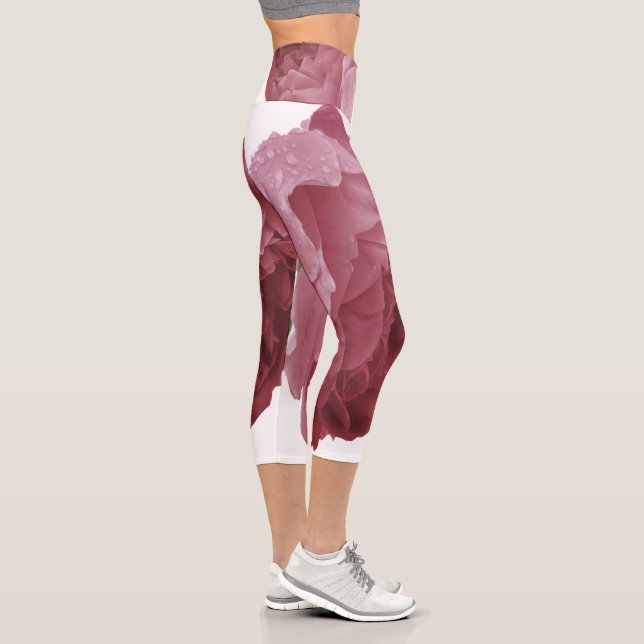 Leggings Capri Belle rose avec une grande couleur rose et gouttes (Droite)