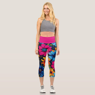 Leggings Capri Belles fleurs et Roses sucrés