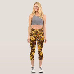 Leggings Capri Belles fleurs jaunes vintages