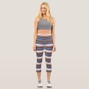 Leggings Capri Belles rayures bleues noires