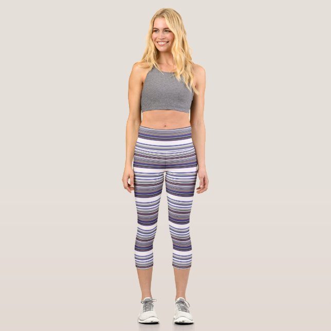 Leggings Capri Belles rayures gris modernes (Recto)