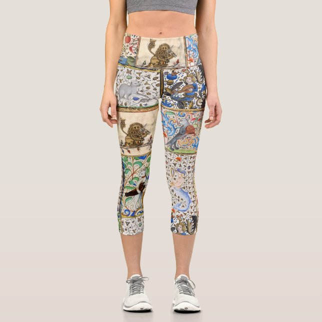 LEGGINGS CAPRI BESTIAIRE MÉDIÉVAL JOUER DES INSTRUMENTS MUSICAUX (Recto)