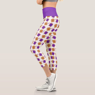 Leggings Capri Beurre d'arachide et Motif sandwich à la gelée