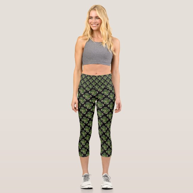 Leggings Capri Bijou Saint Patrick Shamrock en or avec perles (Recto)