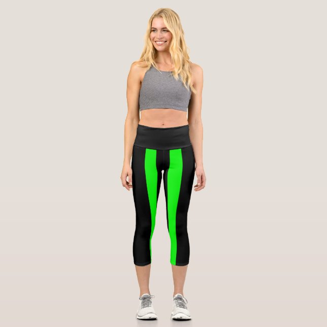 Leggings Capri Black and Green Surge (Recto)