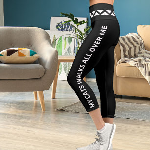Leggings Capri Black Blanc Personnalisé Vêtements de rue urbains