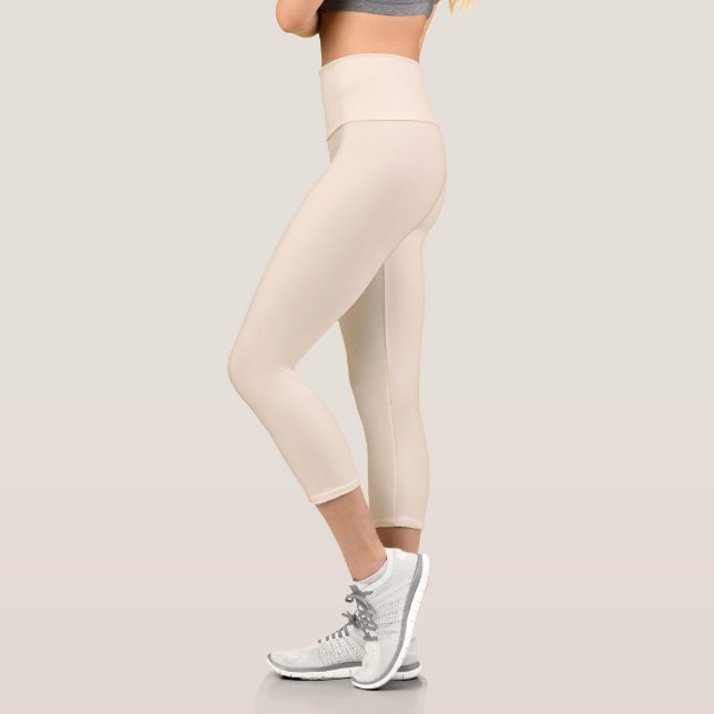 Leggings Capri Blanc antique uni couleur solide (Gauche)