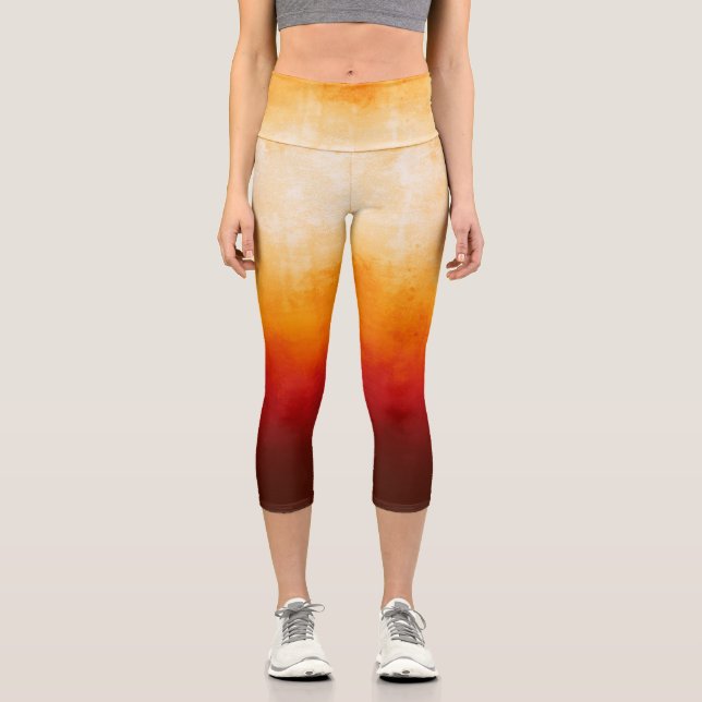 Leggings Capri Blanc jaune Rouge rustique foncé élégant (Recto)