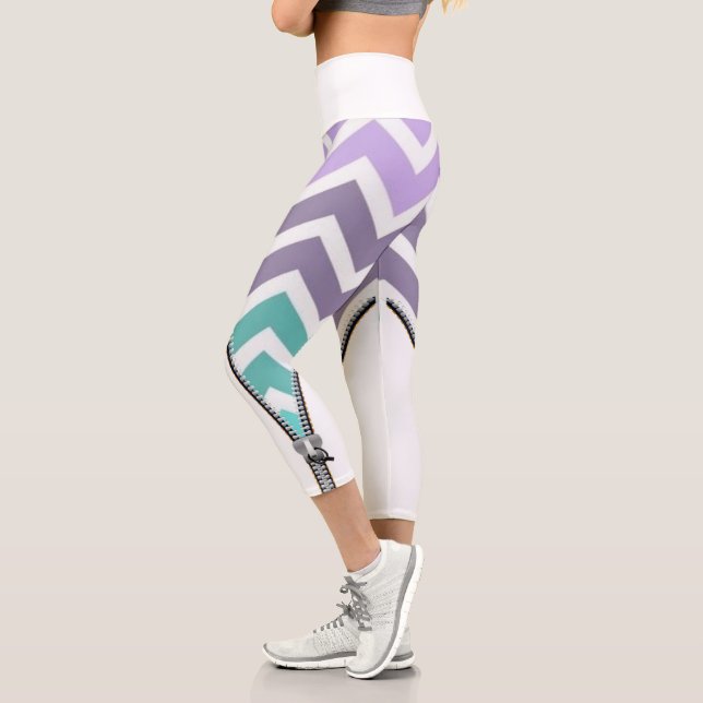 Leggings Capri blanco con zigzag (Gauche)
