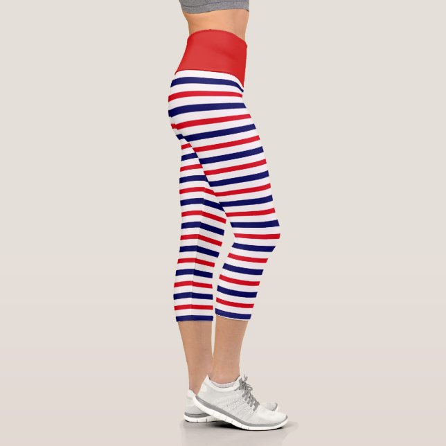 Leggings Capri Blancs rouges et bleus (Droite)