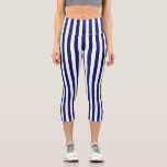 Leggings Capri Blancs verticaux do-it-yourself Couleur Arrière -<br><div class="desc">Bandes blanches verticales sur une couleur arrière - plan de votre choix. L'arrière - plan est d'abord mis sur Navy. Vous pouvez masquer / supprimer le motif de ceinture si vous voulez une couleur solide. Vous pouvez également ajouter du texte et des images pour créer votre propre design unique.</div>