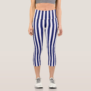 Leggings Capri Blancs verticaux do-it-yourself Couleur Arrière -