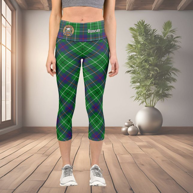 Leggings Capri Blason du clan Duncan sur tartan (Créateur téléchargé)