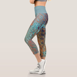 Leggings Capri  Bleu Abstrait Mélange Animal Et Peau Zébrée
