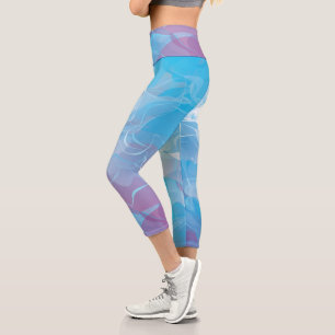 Leggings Capri Bleu doux et Abstrait Lilac