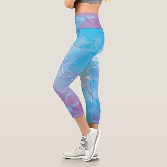 Leggings Capri Bleu doux et Abstrait Lilac (Gauche)