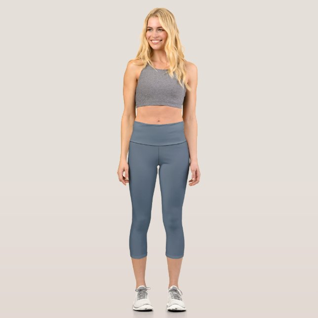 Leggings Capri Bleu Électrique Foncé Uni (Recto)