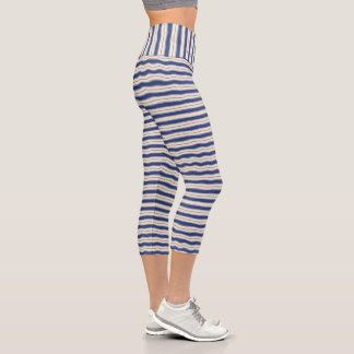 Leggings Capri Bleu et blanc ondulé Combo
