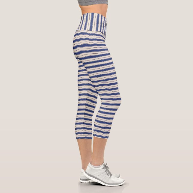 Leggings Capri Bleu et blanc ondulé Combo (Droite)