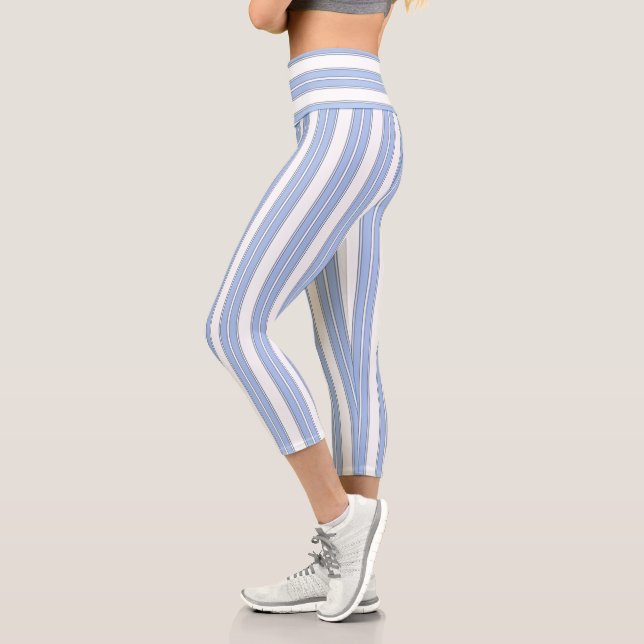 Leggings Capri Bleu et blanc rayé (Gauche)