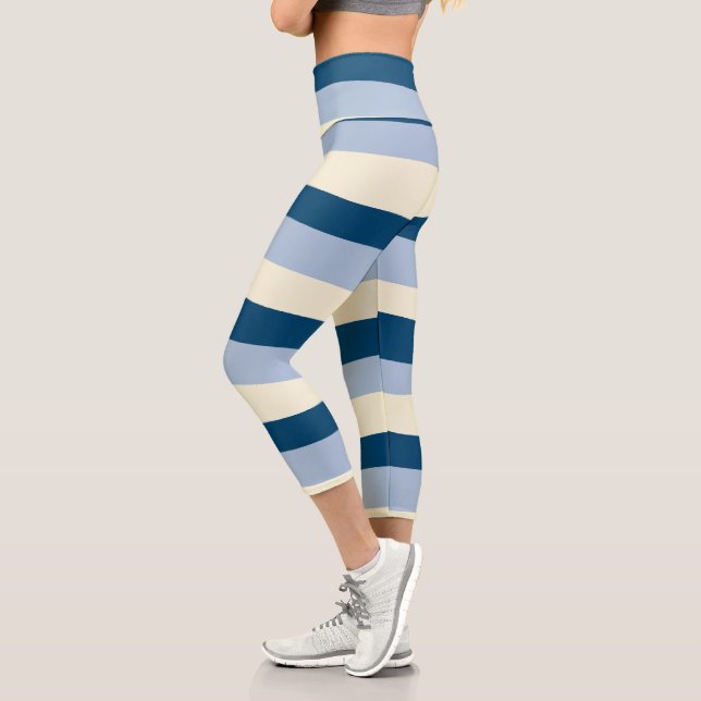 Leggings Capri Bleu foncé, Bleu clair et Crème (Gauche)