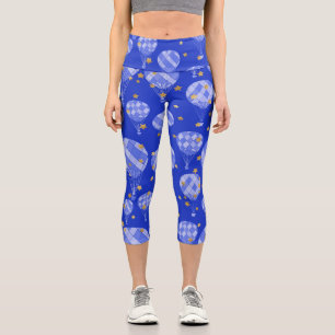 Leggings Capri Bleu foncé Hot Air Balloon Design Capris