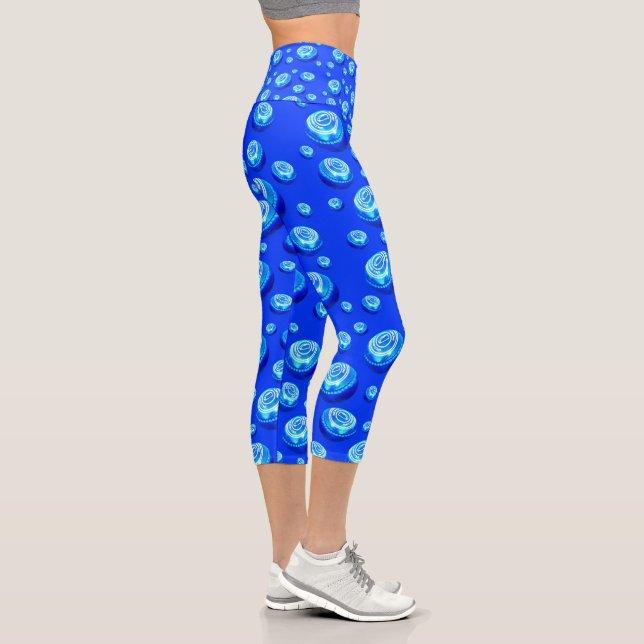 Leggings Capri Bleu Huile Peint Pelouse Bowls Capri Leggings, (Droite)
