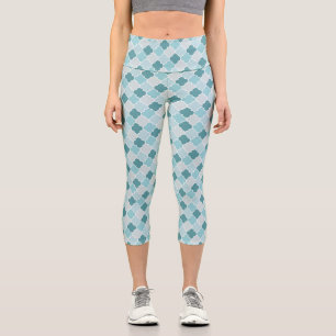 Leggings Capri Bleu Marocain Trellis, Lattes, Quatrefoil