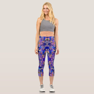 Leggings Capri Bleu mignon éléments abstraits lancer oreiller