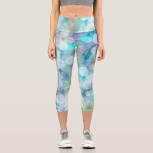 Leggings Capri Bleu, orange, Jaune, Blanc Art Abstrait